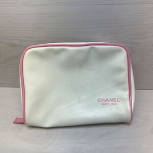 Chanel Parfums White & Pink Makeup/Cosmetic Bag/Case